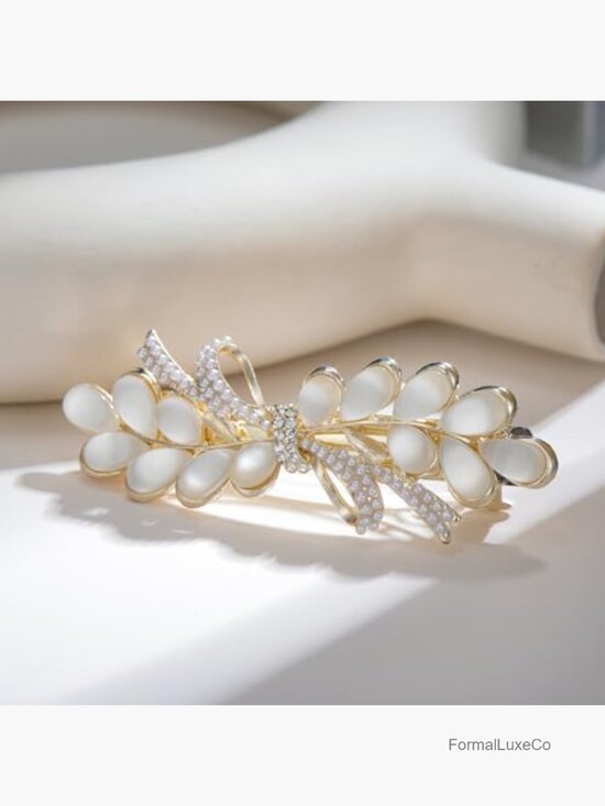 Metal Wheat Hair Clips Rhinestone Pearl Barrettes for Women main image 3